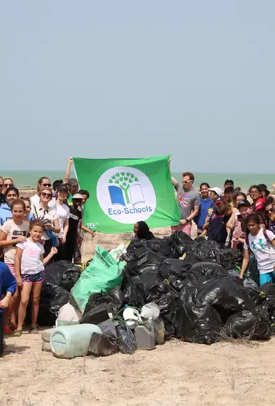 Students Participating in Beach Clean-Up