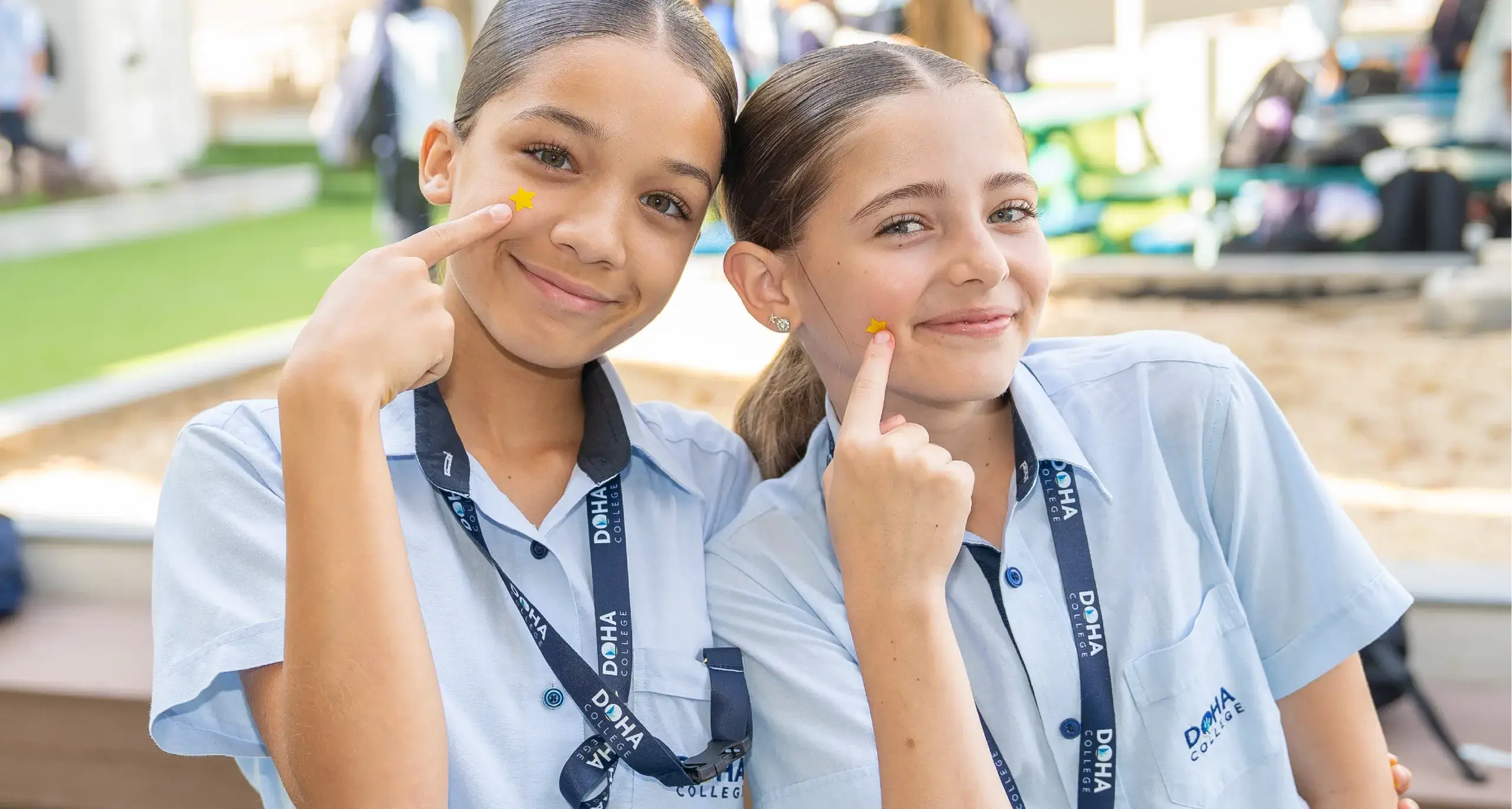 Secondary Female Students Posing for Photo and Smiling